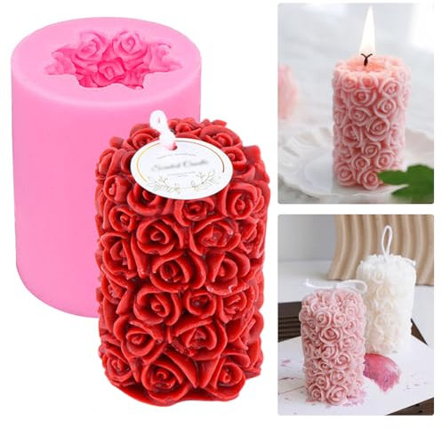 Molde de silicona para velas, rosas y velas, 3D, flores, flores, moldeo de silicona, flores, molde de silicona, molde para jabón, flores, moldes para velas, chocolate, fondant, pastel