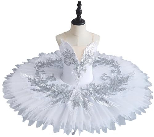 GeRRiT Nouveau Professionnel Ballet Tutu Filles Plateau Crêpe Tutu Ballerine Parti Robe Adulte Femmes Enfant Enfants Ballet Danse Costume,Blanc,170