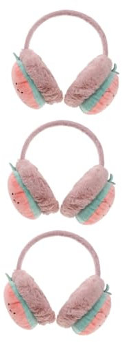 LIFKOME 3pezzi Earmuffs Invernali Per Ragazzo Ragazza Peluche Copriorecchie Caldi e Morbidi Per Giornate Fredde Design Creativo e Anguria