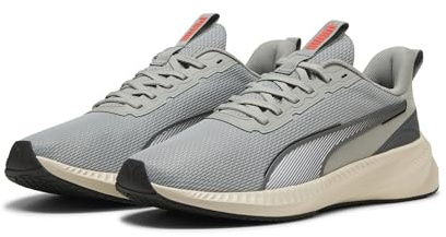 PUMA Mixte Flyer Lite 3 Chaussure de Course sur Route, Alpine Snow-Flat Light Gray Black-Glowing Red, 48 EU