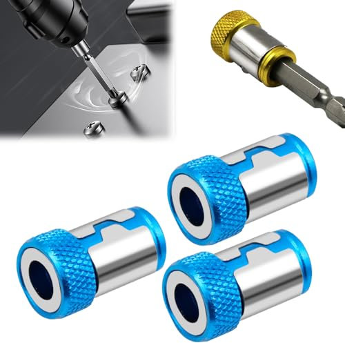 Screwdriver Head Magnetic Ring, Universal Magnetic Screw Holder, Removable Screwdriver Magnetizer for Hex Screwdriver & Power Bits (3, Blue)
