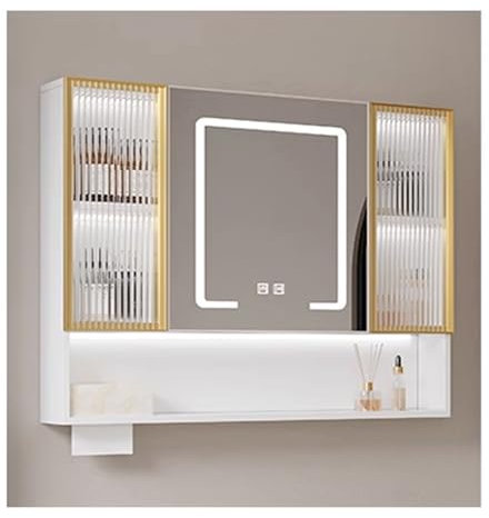 Armoire salle de bain miroir led,Armoire de Toilette avec Anti-buée,miroir salle de bain led,armoire de toilette anti-buée for salle de bain , Avec trou pour essuie-tout(B,W80*H70cm/W31.4*H27.5in)