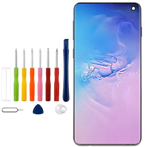 Vvsialeek [mit Rahmen] Neu TFT LCD Display Touchscreen Ersatz Bildschirm Glas Assembly für Galaxy S10 G973 SM-G973F mit technischen Reparatur Tools Kit-No Fingerabdruck