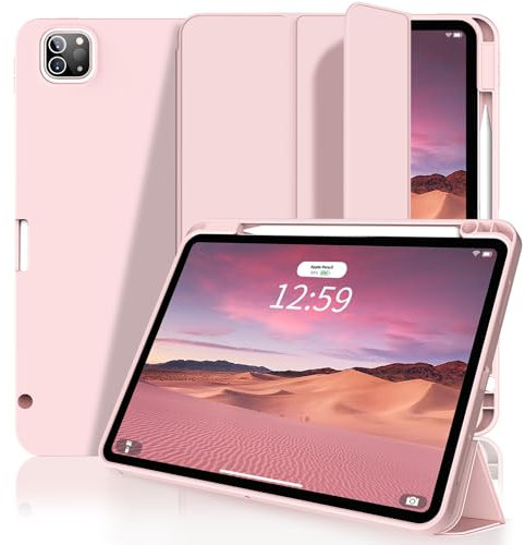 SZPSGC Hülle für iPad Pro 11 Zoll 4th/3rd/2nd Generation 2022/2021/2020 mit Stifthalter, Smart Stand Case mit weicher TPU-Rückseite für iPad Pro 11, Auto Sleep/Wake, Rosa