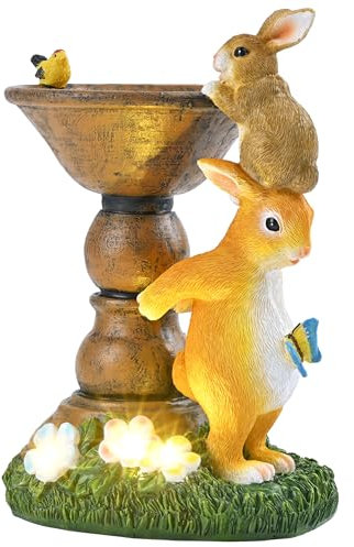 TERESA'S COLLECTIONS Gartendeko für Draußen,Solar Osterdeko für Draußen,Ostern Spielende Hasen Deko aus Harz,Osterdeko Outdoor, Frühlingsdeko,Gartendeko,Balkon Deko,Ostergeschenke 18cm