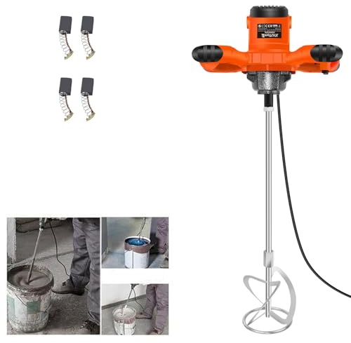 Electric Paddle Mixer 2600W Handheld Concrete Cement Mixer Adjustable 6 Speed Mortar Paint Stirrer Whisk Paddle Mixer Drill Mixer Stirring Tool for Mortar Grouts Paint Cement Plaster Plastering