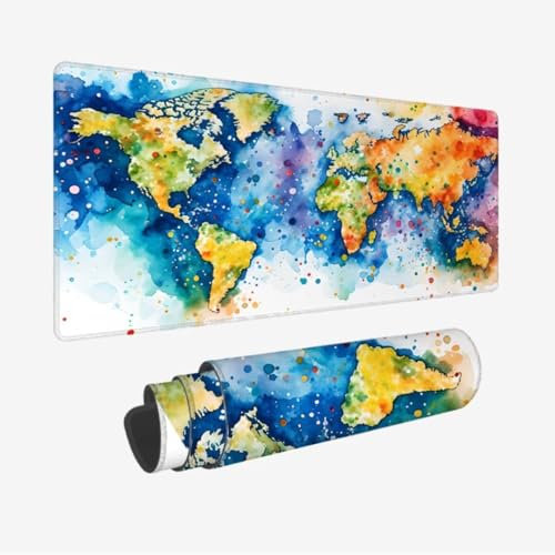Tapis de Souris XXL 1600x800x3mm,Tapis de Souris Couleur sous Main Bureau,Tapis Souris Carte topographique Tapis de Souris Gamer,Tapis Souris Gamer Imperméable,sous-Mains pour Bureau/Gamer JC-101