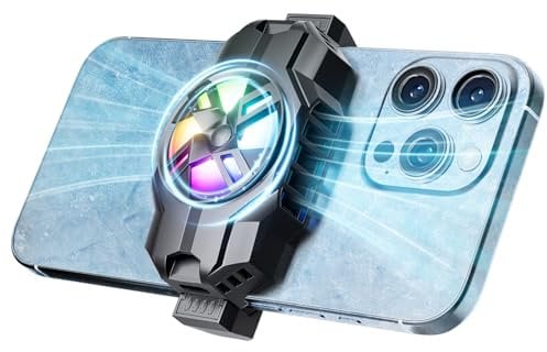 Phone Cooler Phone Cooling Fan for Gaming Fit All Types of iPhone Android Smartphones, Mobile Phone Radiator Display/Universal Clamp/RGB LEDs S3