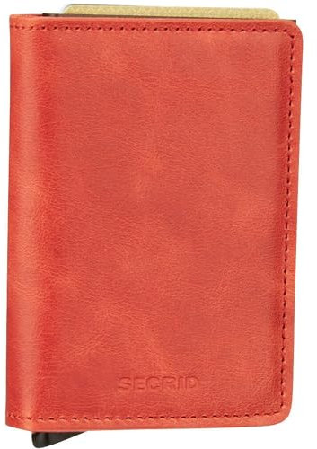 Secrid Geldbörse Slimwallet Vintage - Rot - Unisex - Leder - RFID-geschützt - Minimalistisch - 10 Karten - 3 Fächer - 4 Scheine - 14,5 cm