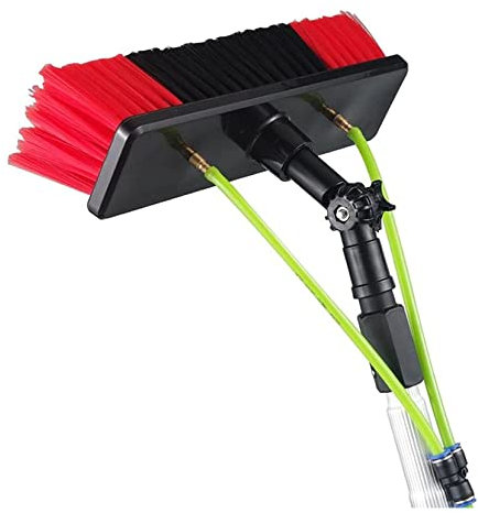TYHAYJYK Fensterreinigungsstangen mit Wasserzufuhr, Reiniger, Wintergartendach-Reinigungsset, Reinigung von Photovoltaik- und Solarmodulen / 50 cm Bürstenkopf / 5 m