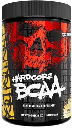 MUTANT Hardcore BCAA – Vor, während oder nach dem Training – BCAA Next Level Supplement mit verzweigtkettigen Aminosäuren – Flüssigkeitszufuhr + Regeneration – 30 Portionen (Limonade)