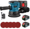 Yofidra Random Orbital Sander, 125mm Cordless Random Orbit 3 Variable Speeds, 12000 OPM, 2PCS 3.0Ah Battery and Charger, with Dust Collection for Wood and Steel