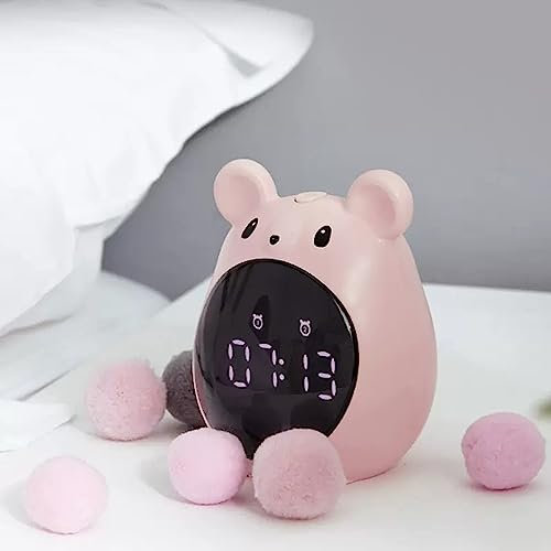 Dh2yjnbf3 Réveil Réveil électronique for étudiants, Chambre de Chevet silencieuse, Grand Volume, réveil for Chambre d'enfants Réveil Analogique(Pink)