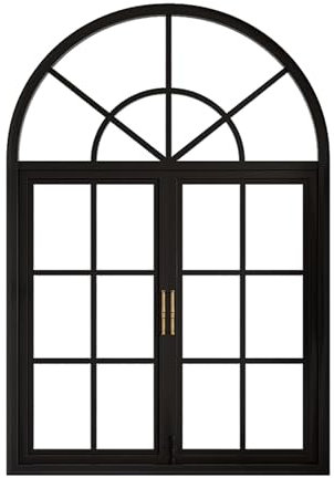 Genérico Ventanas abatibles, Marcos arqueados Tipo Pared, Ventanas francesas arqueadas for comedores, cocinas, cafeterías y floristerías.(Black,31.2X46.8in/80X120CM)