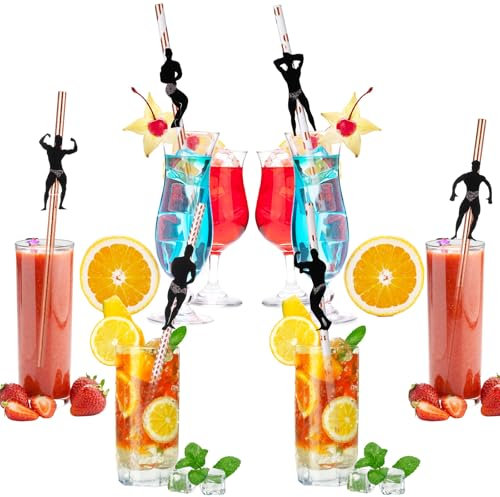 YUXIANLB Paper Straws Rose Gold Elegant Drinking 36 Pcs Disposable Straws with Dancer Design for Weddings Bridal Showers Birthday Parties Events Anniversaries Graduations Christmas Celebrations