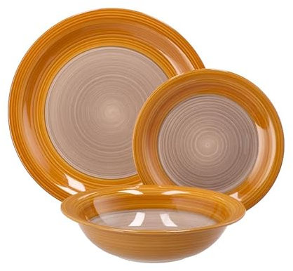 Servizio di Piatti da Tavola in Ceramica Cloe Giallo 18 Pezzi