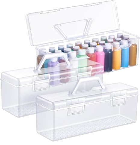 Uxsjakjsd 3 PCs Farbspeicherbox für Acrylfarbe Tragbarer Klarer Acrylfarben -Organizer Boxen für 2 Flüssige Unzen Acrylfarbe, Aufbewahrungsbox Extra Großer Kapazität Art Clear -Box
