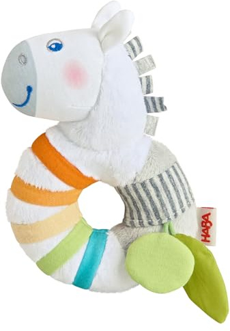 HABA Greifling Zebra – Plüsch-Greifspielzeug für Babys mit Rassel & extra-weichem Stoff – Fördert Sinne & Motorik, für Kinder ab 6 Monaten – 2012339001
