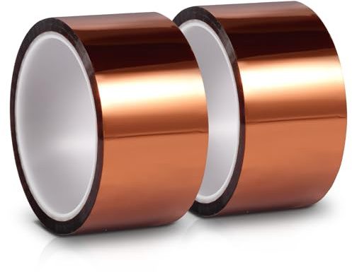 Gatphy 2 Rollen Klebeband Hitzebeständig Kapton Tape Breite 50mm Hochtemperatur Klebeband für Reflow-Löten Wellenlöten Thermosublimationsdruck 3D-Druck