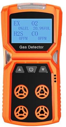 Gaswarngerät, Multi-Gas-Detektor Gas Meter O2 H2S CO LEL 4 In 1 Sauerstoff Wasserstoff Sulfid Kohlenmonoxid Brennbaren Leck Detektor Für Arbeit und Zuhause(Gas Detector)