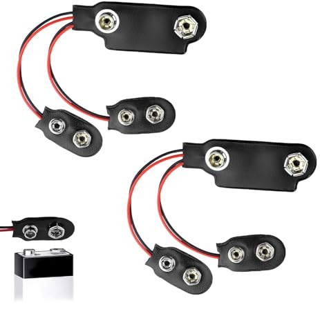 2 Pcs 9V PP3 To PP9 T-Type Battery Snap Connector Cable Adapters | Plastic Conversion Leads For Vintage Radios And Compatible Electronics