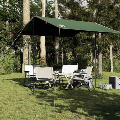 Tarp Grün 300x294 cm wasserdichte Campingplane aus 185T Polyester mit PU-Beschichtung und Ösen, vielseitige Zeltplane als Sonnenschutz und Regenschutz für Outdoor und Trekking