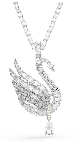 Swarovski Vienna Anhänger Und Brosche, Mischschliff, Schwan, Weiß, Rhodiniert
