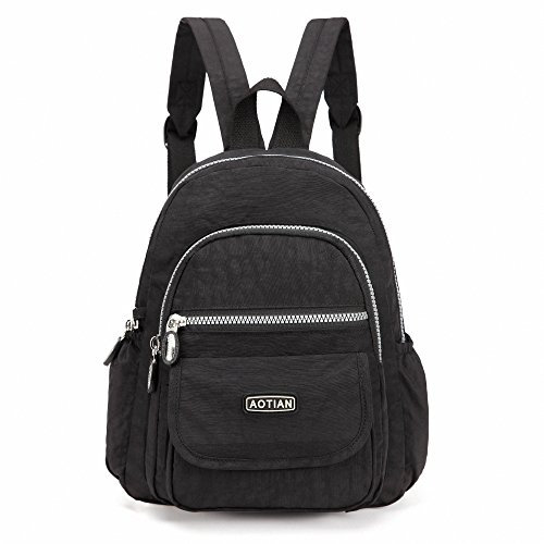 AOTIAN Mini Rucksack Für Mädchen Und Damen Leichtgewicht Kleine Lässiger Daypacks Tasche 7 Liter Schwarz
