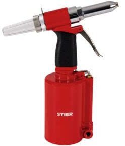 STIER Blindnietpistole SBN-2 für Nietgrößen von 2,4-6,4mm, inklusive Mundstücke, leistungsstarke Druckluft Nietpistole