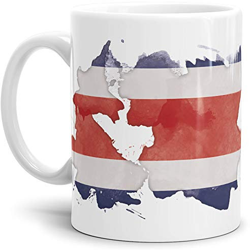 Tassendruck Flaggen-Tasse Costa Rica Rica Weiss - Fahne/Länderfarbe/Wasserfarbe/Aquarell/Cup/Tor/Qualität Made in Germany