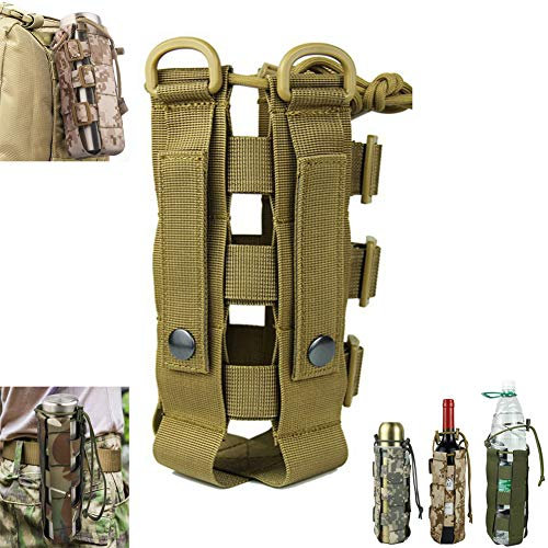 Saking MOLLE Taktische Wasserflaschentasche, verstellbarer Outdoor-Sport-Wasserkocher-Halter (Khaki)