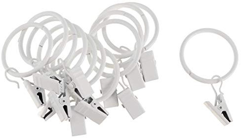 PETSOLA 12pcs Crochets Pinces à Rideaux avec Anneaux pour Rideaux - Porcelaine Blanche 25mm