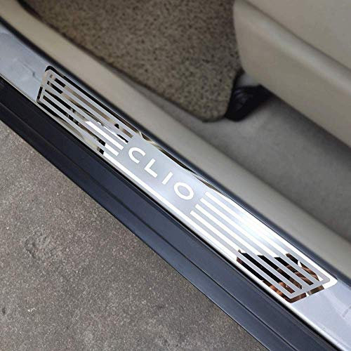 N/A 4Pcs Externes Seuils Porte, pour Renault Clio IV Clio 4 2014-2020 Voiture Pédale Kick Plates Threshold Bar Antidérapant Anti-Rayures Bande Protection Accessoires Décoratifs, Acier Inoxydable