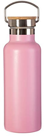 Sass & Belle Edelstahl-Trinkflasche mit Bambus-Deckel, 500 ml, hält heiß oder kalt für 10 + Stunden, ANG041, Rosa, 0, Einheitsgröße