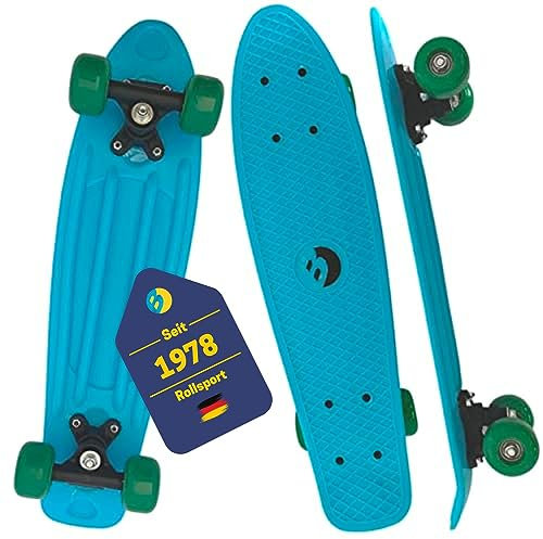 Best Sporting PP-Skateboard I Retro Skateboard für Kinder I Mini-Board in blau I hochwertiges Cruiser Board mit ABEC 5 Kugellager I Mini-Skateboard für Kinder I Skateboard Kinder I Vintage-Look