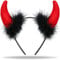 Teufelshörner Teufels Ohren Haarreif rot schwarz | Haarschmuck für Damen Herren & Kinder | Kopfschmuck zu Halloween | Kostüm Deko Accessoire für Fasching - Karneval Partys
