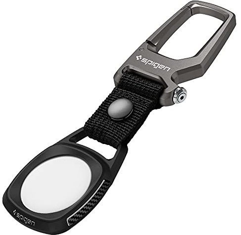 Spigen Rugged Armor Hülle mit Sclüsselanhänger Kompatibel mit AirTag (2021) Krabiner für Autoschlüssel mit integriertem Flaschenöffner Schlüsselring - Mattschwarz