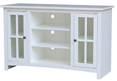 Entertainment/TV Stand with Open Shelves and 2 Doors in White - 48 Height