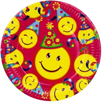 AEX 10 x Emoji-Pappteller, superfest, umweltfreundlich, biologisch abbaubar und kompostierbar, 23 cm, perfekt für Picknicks, Grillabende und Partyteller, hochwertige Pappteller