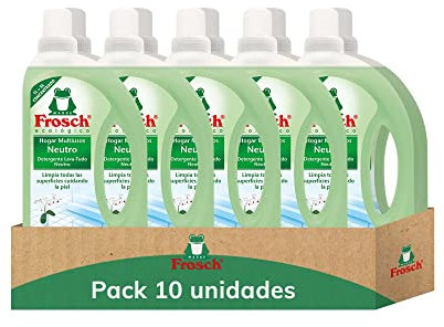 Frosch - Limpiador Multiusos de Hogar Ecológico con pH Neutro, Limpia Todas las Superficies y Cuida la Piel - Pack de 10 Unidades x 1 L