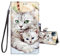 JRIANY for iPhone 12/12 Pro Case, PU Leather Wallet Case with Cute Pattern [Card Holder] [Kickstand], iPhone 12 Pro Flip Case, Shockproof Cover Compatible with Apple iPhone 12/12 Pro, Cats D