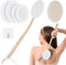 URAQT Brosse de Bain à Long Manche, 7PCS Applicateur Crème Dos, Brosse de Douche pour Dos de Douche à Bulles à Une Touche, Brosse dos Douche pour Exfoliante, Améliore la Circulation Sanguine(Blanc)