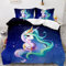 AOXHFNV Parure de lit avec housse de couette 135 × 200 cm - Motif licorne rose - Avec 2 taies d'oreiller (220 × 240 cm, bleu)