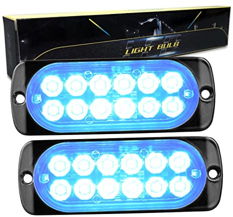 RIGIDON 2 Pièces 4.3 pouces 12 led barre lumineuse stroboscopique, 12v 24v clignotant gyrophare police feux de remorque, pour voiture camion off road ATV 4x4 vehicule, feu antibrouillard bleu