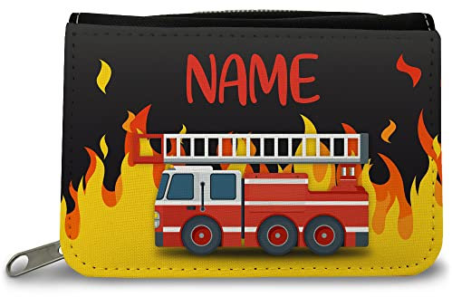 GRAVURZEILE Bedruckte Geldbörse - Feuerwehr Design - Personalisiert mit Name - Geschenk für Kinder & Teenager für Taschengeld Fahrkarte - für Jungen Mädchen Schüler zum Geburtstag Einschulung