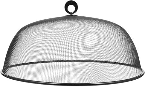 Metal Mesh Screen Food Cover 40cm Round Plate Dish Cover Tent Outdoor Picnic Food Umbrella Reusable Anti- Food Dome Net Wire Mesh Cake Covers Black