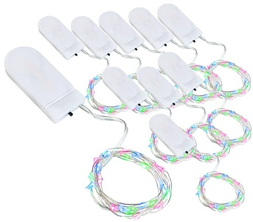 Lunartec 10er-Set Lichterdraht: 24 Mikro-LEDs, 1,2 m, IPX4, RGB (Micro LED Lichterkette, Batterie, Weihnachtsbaum)