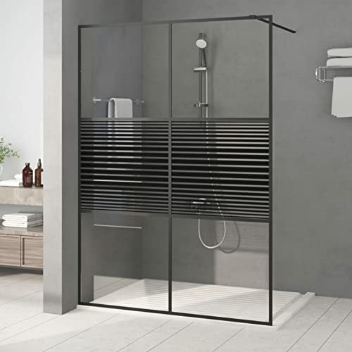 Tidyard Duschwand für Begehbare Dusche Glas Duschtrennwand Glas Badewanne Duschwand Duschabtrennung Badewannenaufsatz Schwarz 140x195 cm ESG-Glas Klar