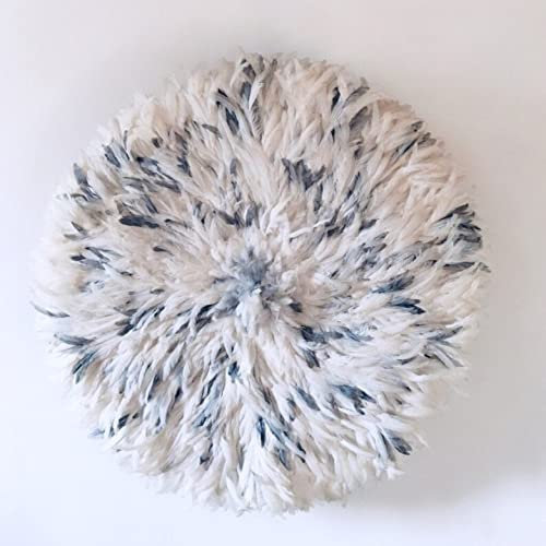 Authentische Juju-Hut-Mischung Weiß Grau ($159$ - $219), Handgemachte Wanddekoration Bamileke, Geschenkidee (20inch - 50cm)