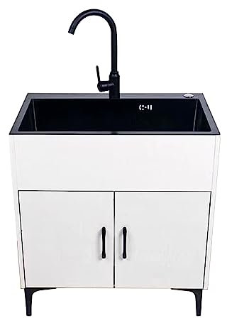 Küchenspüle,spülenschrank mit spüle,Hochwertige Edelstahlspüle Einzelbecken-Multifunktions-Spüle,Haushaltsspüle Set,Freistehend Verpflegung Kommerziell Spüle,Für Wäscherei,Hinterhof,Garage,Keller ( Co